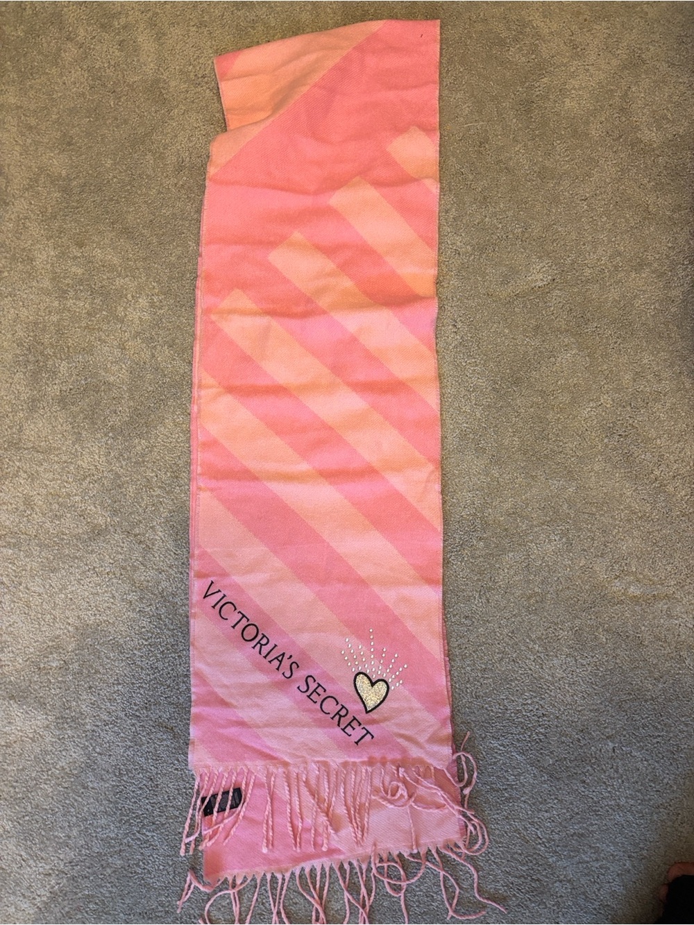 Victoria's Secret Pink and Peach Stripe Logo Scarf (limited edition)